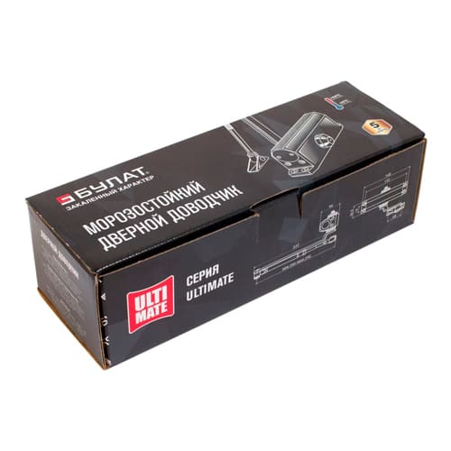 Доводчик дверной БУЛАТ ULTIMATE ДД-100 A-S, 40-120 кг, серебро, морозостойкий, 1/10