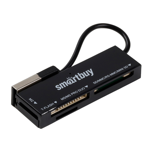 Картридер Smartbuy 717, USB 2.0 - SD/microSD/MS/M2, черный (SBR-717-K)
