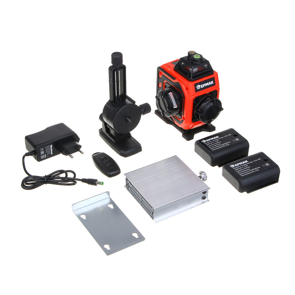 ЕРМАК Уровень лазерный 16 лучей, 2АКБ, экран зарядки, стока, зажим, сумка чехол