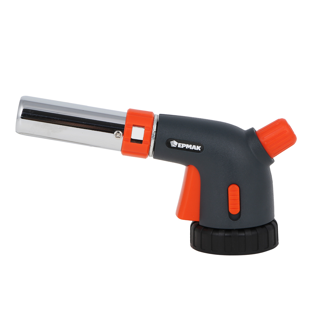 ЕРМАК Горелка газовая с керамическим изолятором, регулятор подачи воздуха, кнопка блок., 16x7x5см