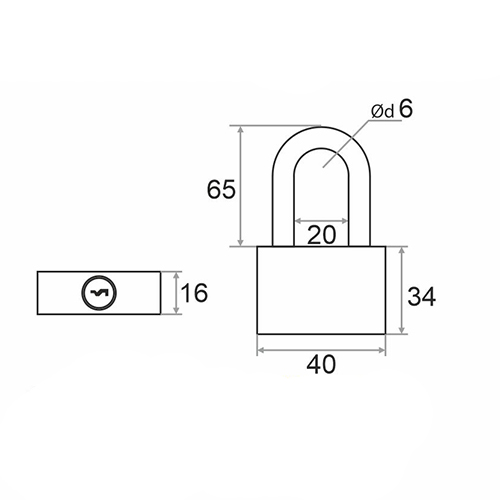 Замок навесной Trodos ВС-HG45-40L чугун, черный