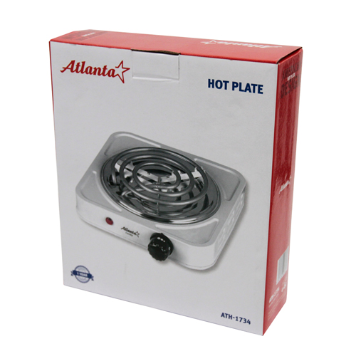 Электроплитка одноконфорочная Atlanta 1000 Вт, спиральный тэн 14см, белый