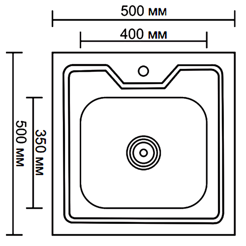 Мойка из нержавеющей стали накладная 50x50 см Ledeme L75050