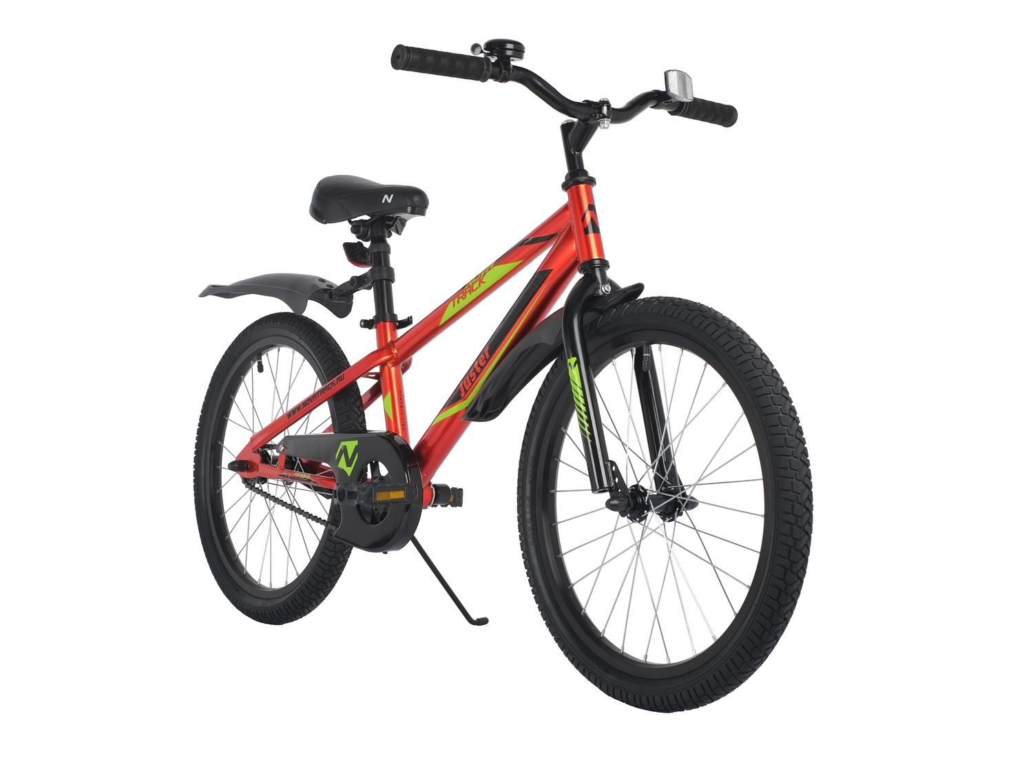 Велосипед NOVATRACK 20", JUSTER,  красный, тормоз ножной, защита  А-тип, пластиковые крылья