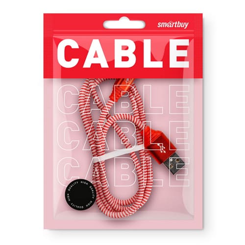 Дата-кабель Smartbuy Type C кабель в нейлон. оплетке Socks, 1 м., <2А, красный (iK-3112NS red)/100