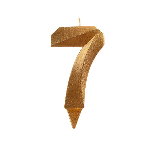 Свеча для торта "Грань" цифра 7 (золото), 8,7х4,3х1,2 см. 