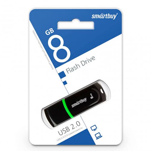 Флеш-карта UFD 2.0 Smartbuy 008GB Paean Black, SB8GBPN-K