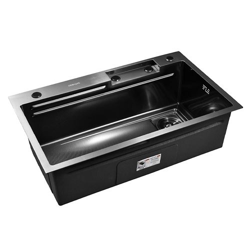 Мойка многофункциональная для кухни из нержавеющей стали со смесителем и комплектом аксессуаров Ledeme K37545BD черный декор