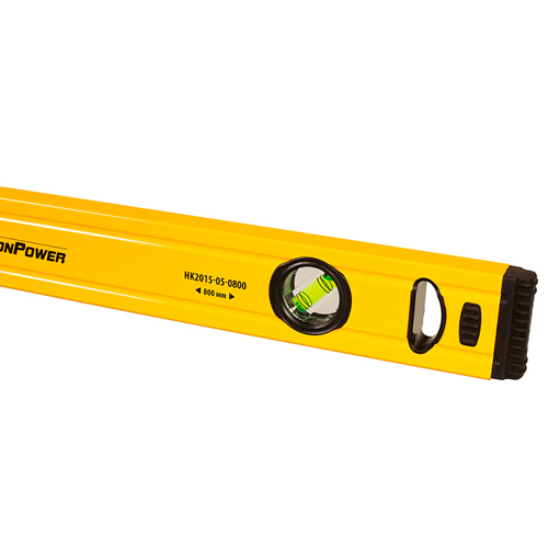 Уровень алюминевый 800мм, 3 колбы, фрезерованный, 0.5 мм/м, Hanskonner HK2015-05-0800