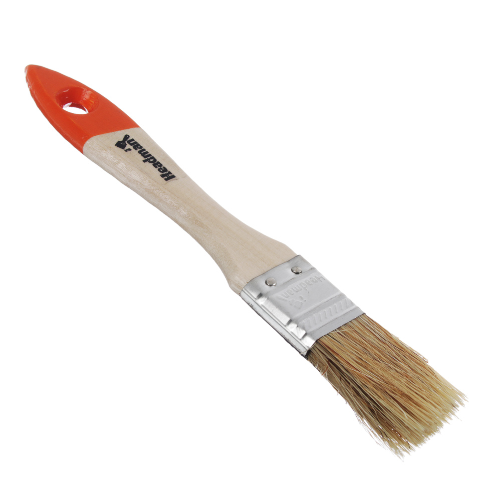 HEADMAN Кисть малярная плоская "Бейсик" нат. щетина 1" (25мм)