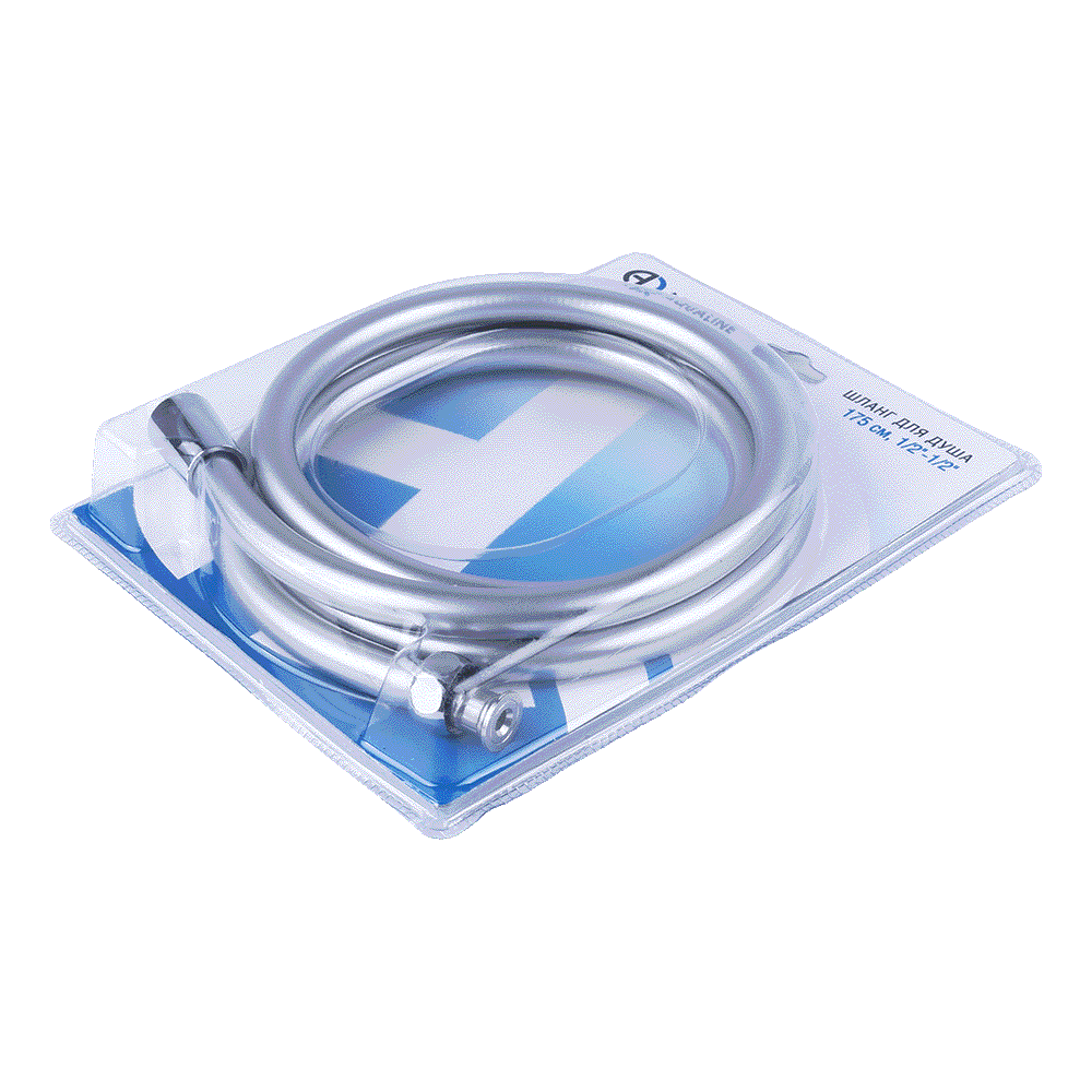 Шланг для душа ПВХ конус имп (1/2") - имп (1/2") 2 м в блистере AQUALINE 05097