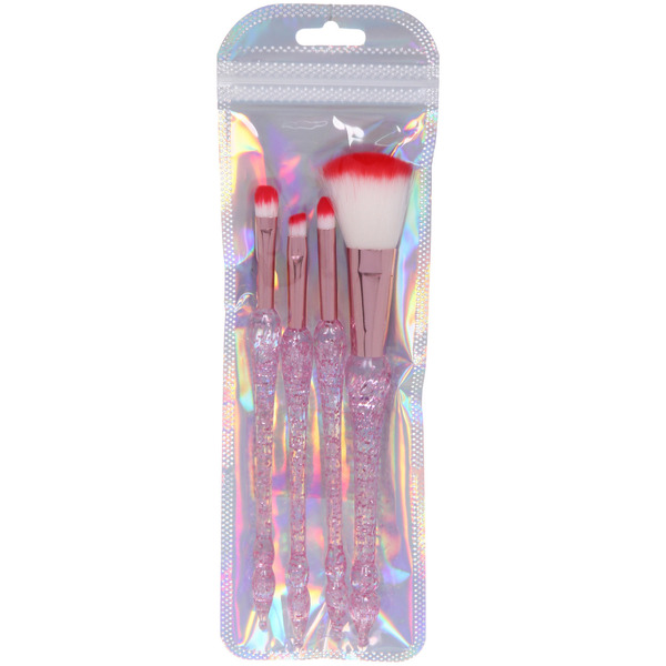 Кисти для макияжа 4шт "ДИ МАРКО", цвет розовый, 21,5*6,5/16см