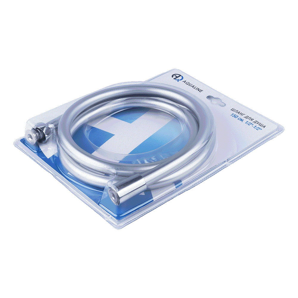 Шланг для душа ПВХ конус имп (1/2") - имп (1/2") 2 м в блистере AQUALINE 05097