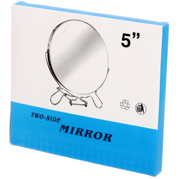 Зеркало настольное в металлической оправе "Модерн" круг, двухстороннее d11,5см