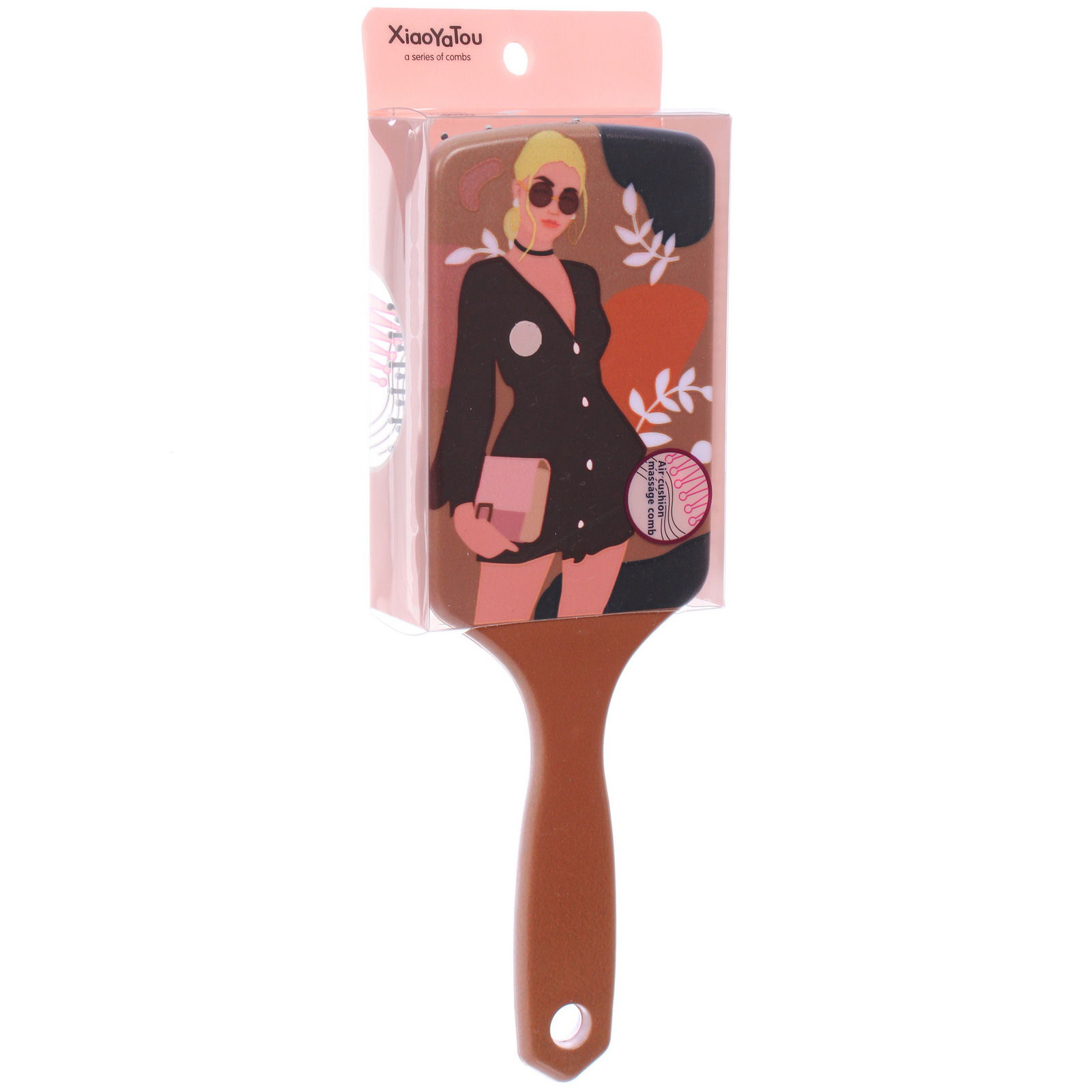 Расческа массажная прямоугольная форма "КОЛЛЕКЦИЯ ИМАНИ - МИРА", микс 4 дизайна, 24*7,5см (PVC упаковка)