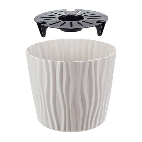 Кашпо 4 л IDEA ВОЛНА М 3189, с вкладышем, кремовый, 200 мм