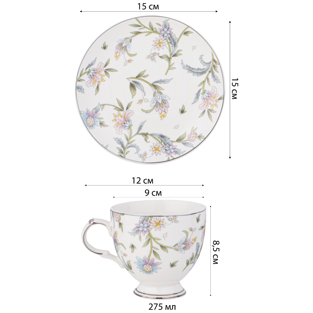 ЧАЙНЫЙ НАБОР LEFARD, GARDEN, НА 2 ПЕР. 4 ПР 275 МЛ, КОР=12НАБ.