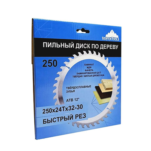 Диск пильный  по дереву, 250х24Тх32-30 vertextools 250-24-32
