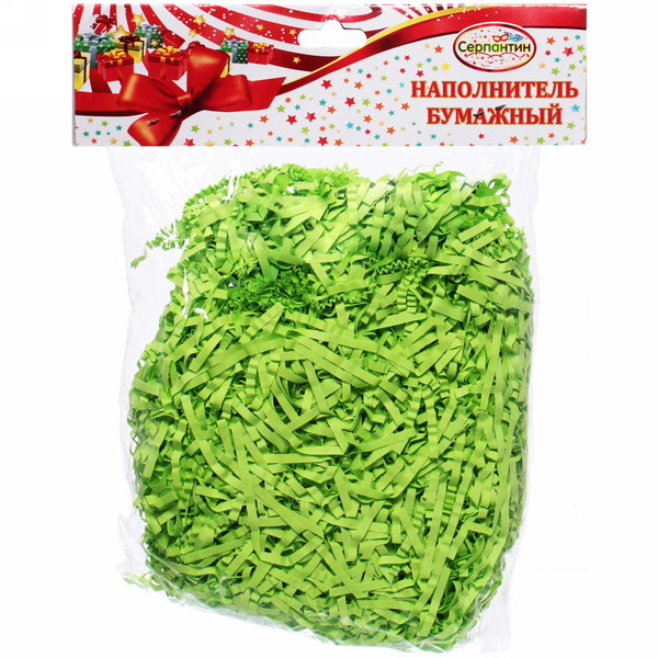 Наполнитель бумажный для подарков "Травушка" 50г (гофре), зелёный