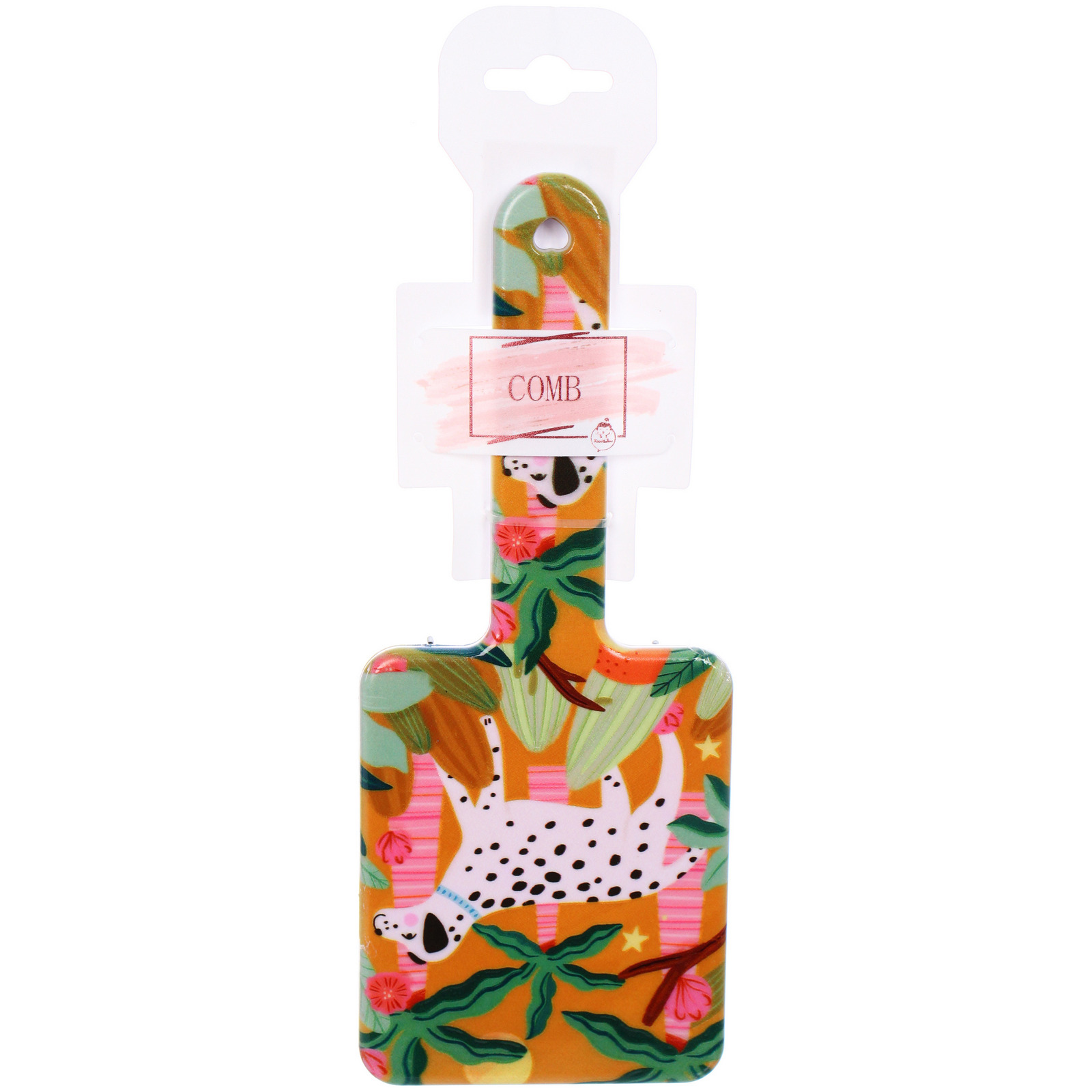 Расческа массажная квадратная форма "ЭФФЛОДИ", микс 4 дизайна, 22*4см (PVC подвес)