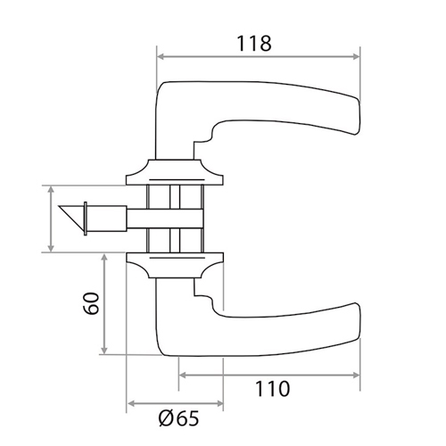 Ручка защелка ЗВ6-03 с фиксатором универсальная Trodos, золото, 1/24