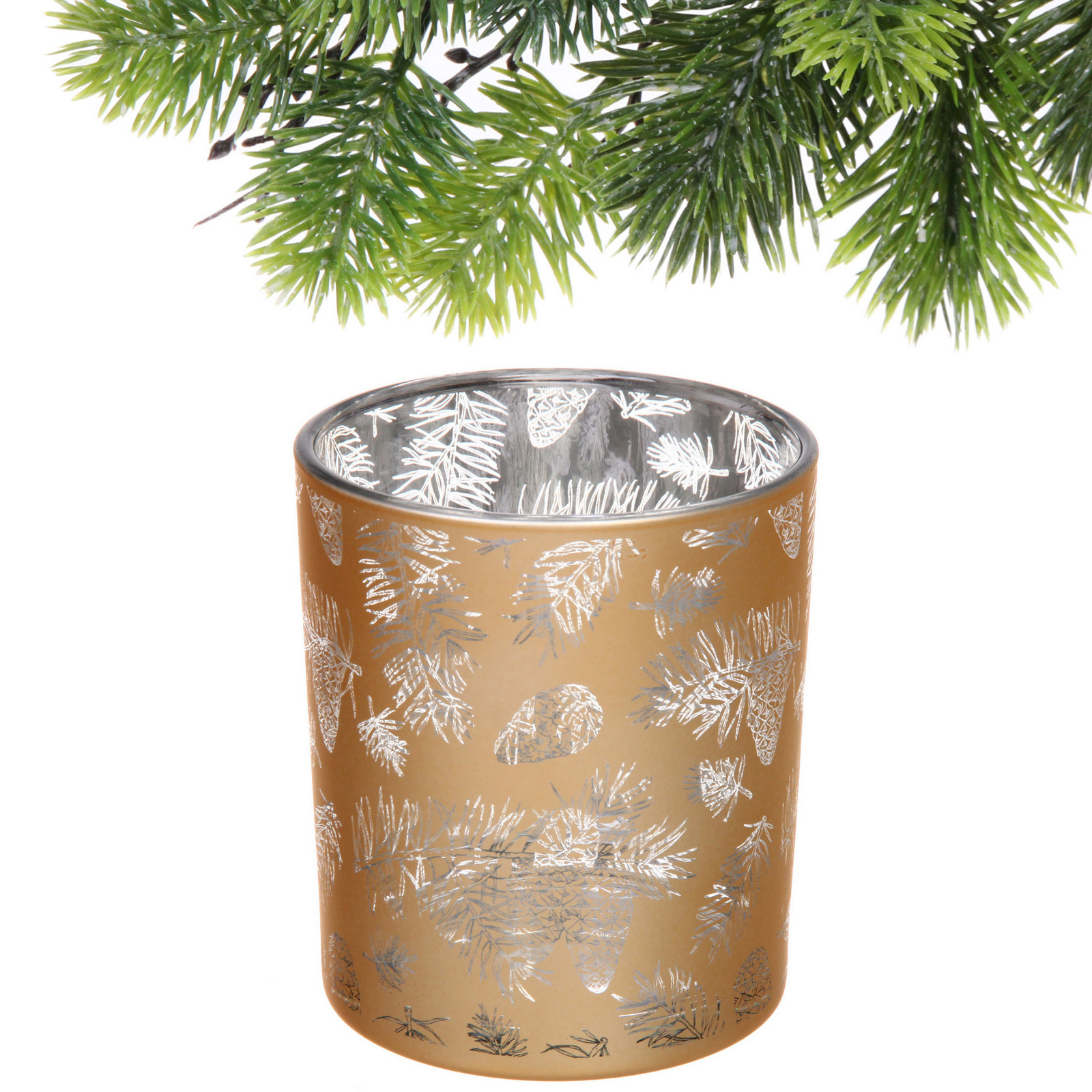 Подсвечник "Зимняя хвоя" 8,5*10 см, Золото
