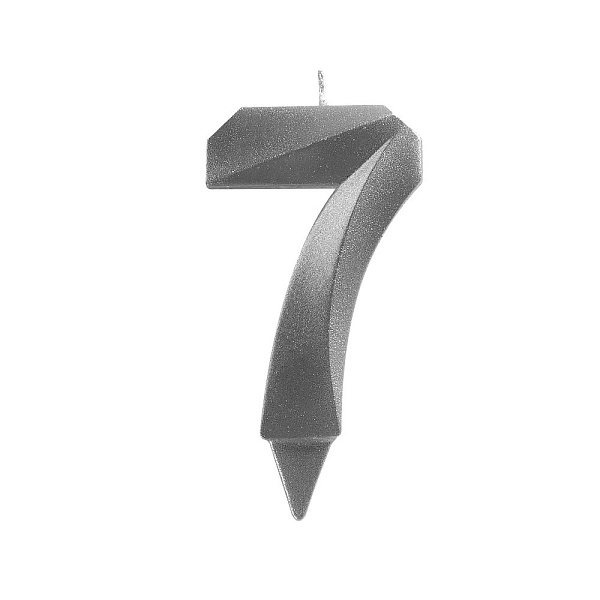 Свеча для торта "Грань" цифра 7 (хром), 8,7х4,3х1,2 см. 