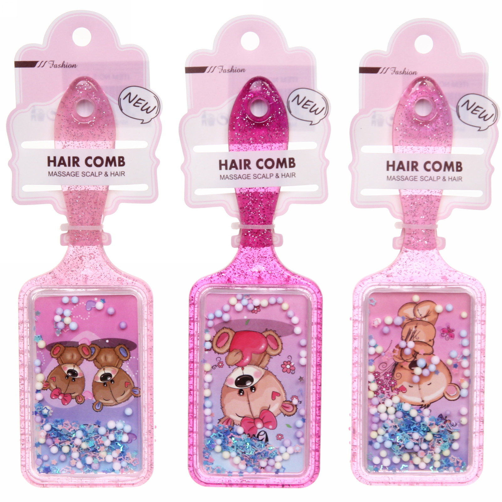 Расческа массажная "Baby House Boom", микс 4 вида Мишки, 18,5*6см