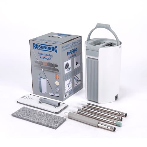 Комплект для уборки: швабра и ведро для отжима, Rosenberg, 10 л, 120 см