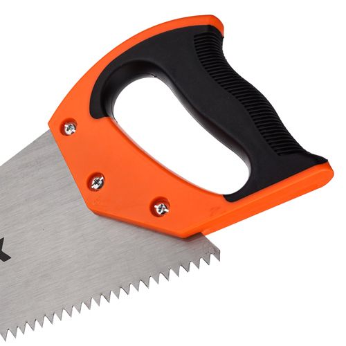 Ножовка по дереву 350мм, крупный зуб 3 TPI, пластиковая обрезиненная ручка, 1/48