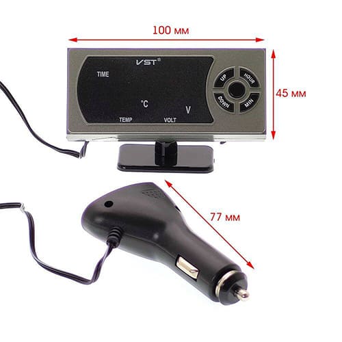 Часы автомобильные с USB VST-815 (температура, вольтметр)