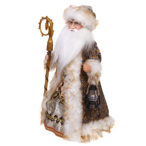 Дед Мороз музыкальный "Волшебная лампа" в бронзовой шубке 40 см