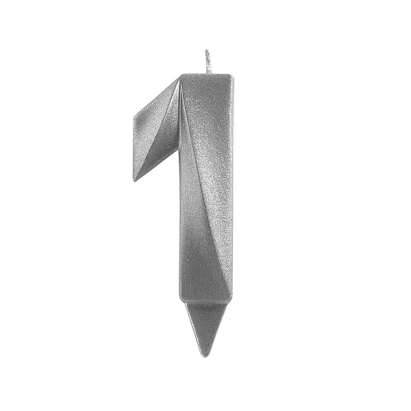 Свеча для торта "Грань" цифра 1 (хром), 8,7х4,3х1,2 см. 