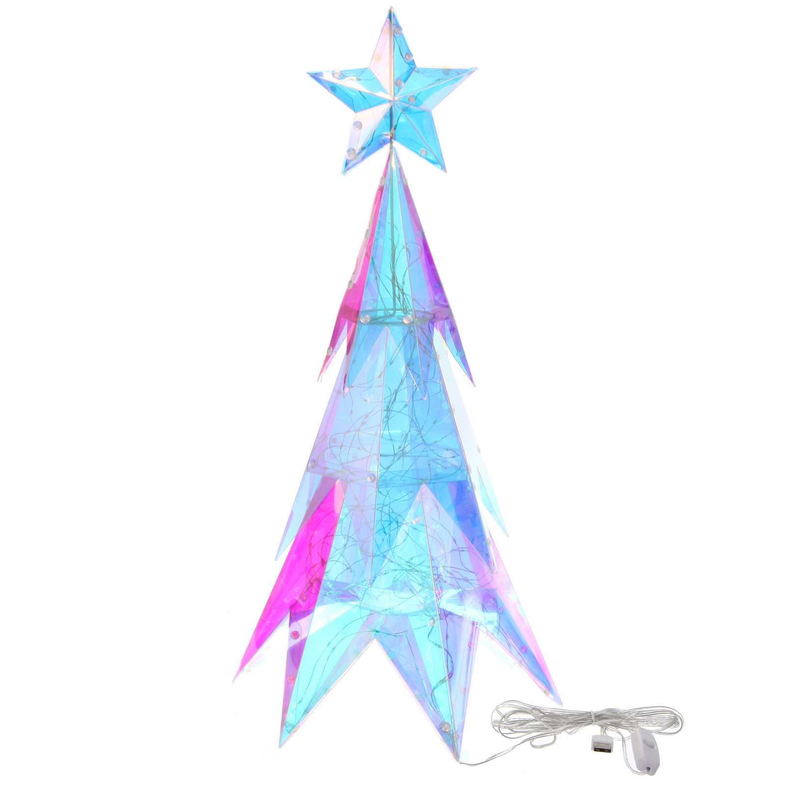 Сувенир светодиодный "Звездная ёлка" 28*23*53 см, 200 ламп LED, USB, Белый