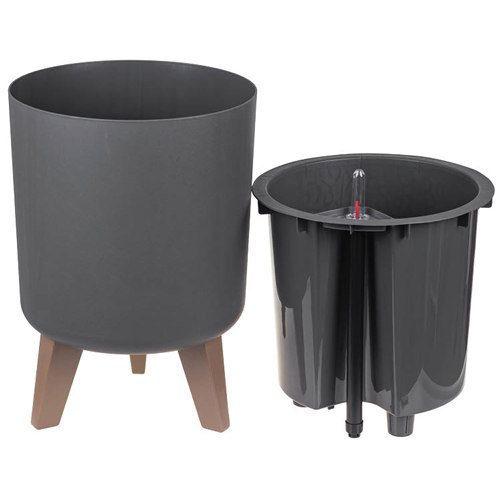 Кашпо 19 л IDEA ФЛОРИАН М 3159, высокое, 300 мм, с автополивом, графитовый