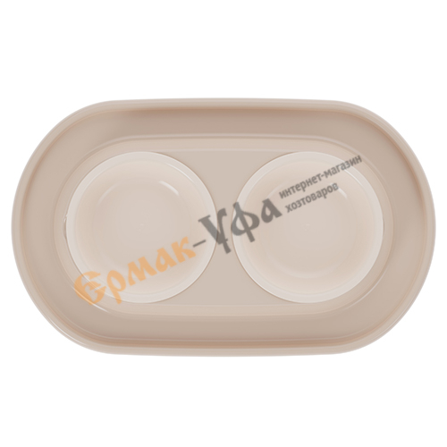Миска для животных двойная на подставке, бежевый, Альтернатива, М8495, 1/9