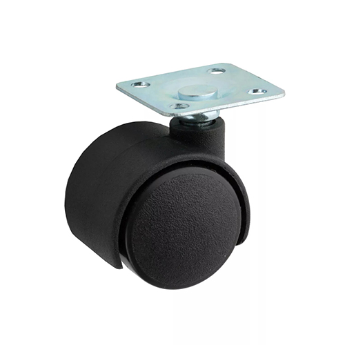 Ролик мебельный 2, с площадкой, 2 колеса, KORAL 310-2, черный, бол. , В ПАКЕТЕ 4 ШТ, цена за1 шт, 4/