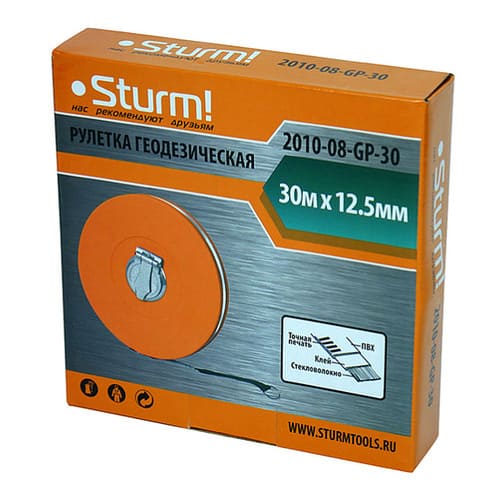 Рулетка геодезическая 30 м лента ПВХ в закрытом корпусе STURM 2010-08-GР-30