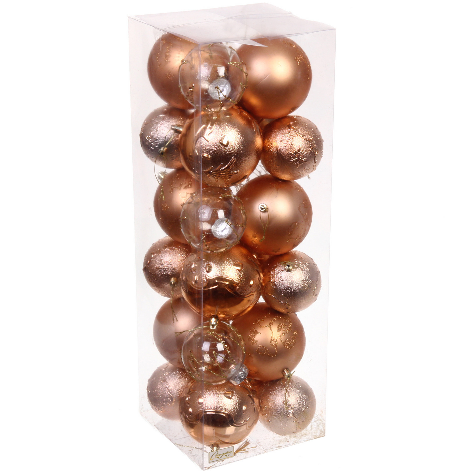 Набор шаров "Wonderful highlights" 8 см + 10 см (24 предмета), Шампань