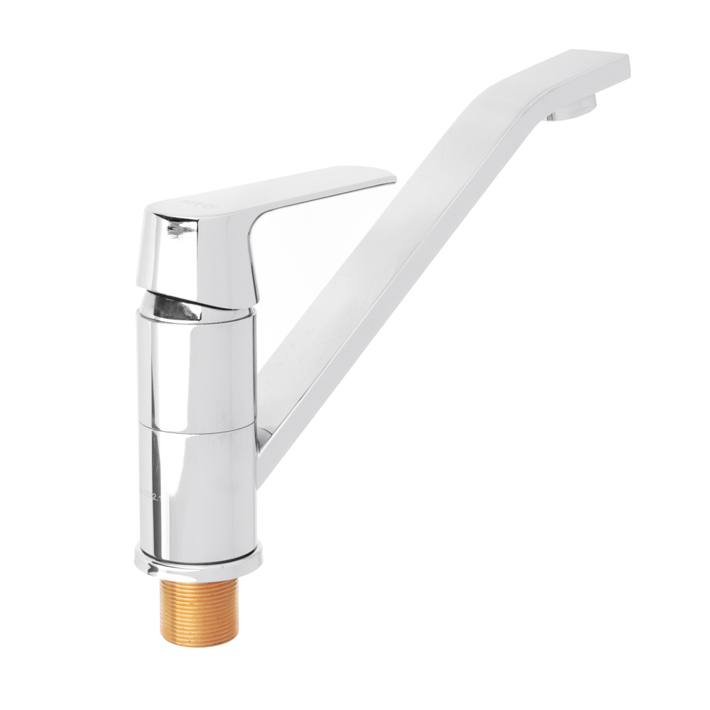 RAIN Смеситель для кухни Гранат, длинный плоский излив, картридж 40мм, гайка, латунь, хром