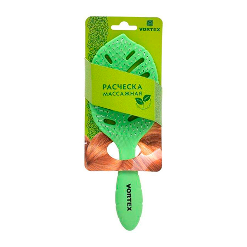 Расчёска массажная, продувная, из биоразлагаемого пластика, 23х8,3х2,5 см, с пластиковыми зубчиками "VORTEX" 