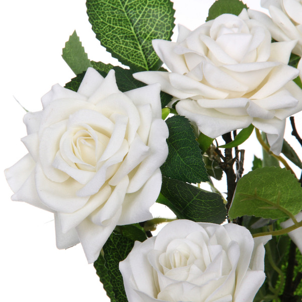 Цветочная композиция "Розовый куст" 43см в горшке, цвет белый