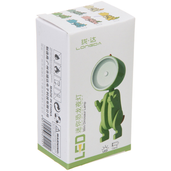 Настольная лампа "Sweet - Динозаврик" LED 5,1*3,6*9,8 см, батарейки AG3 0.2W, Желтый