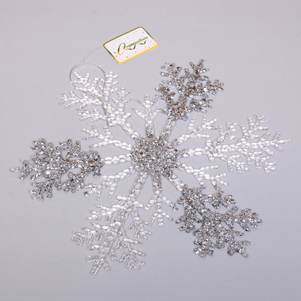 Подвеска новогодняя "Мерцающая снежинка" 32 см, Белый