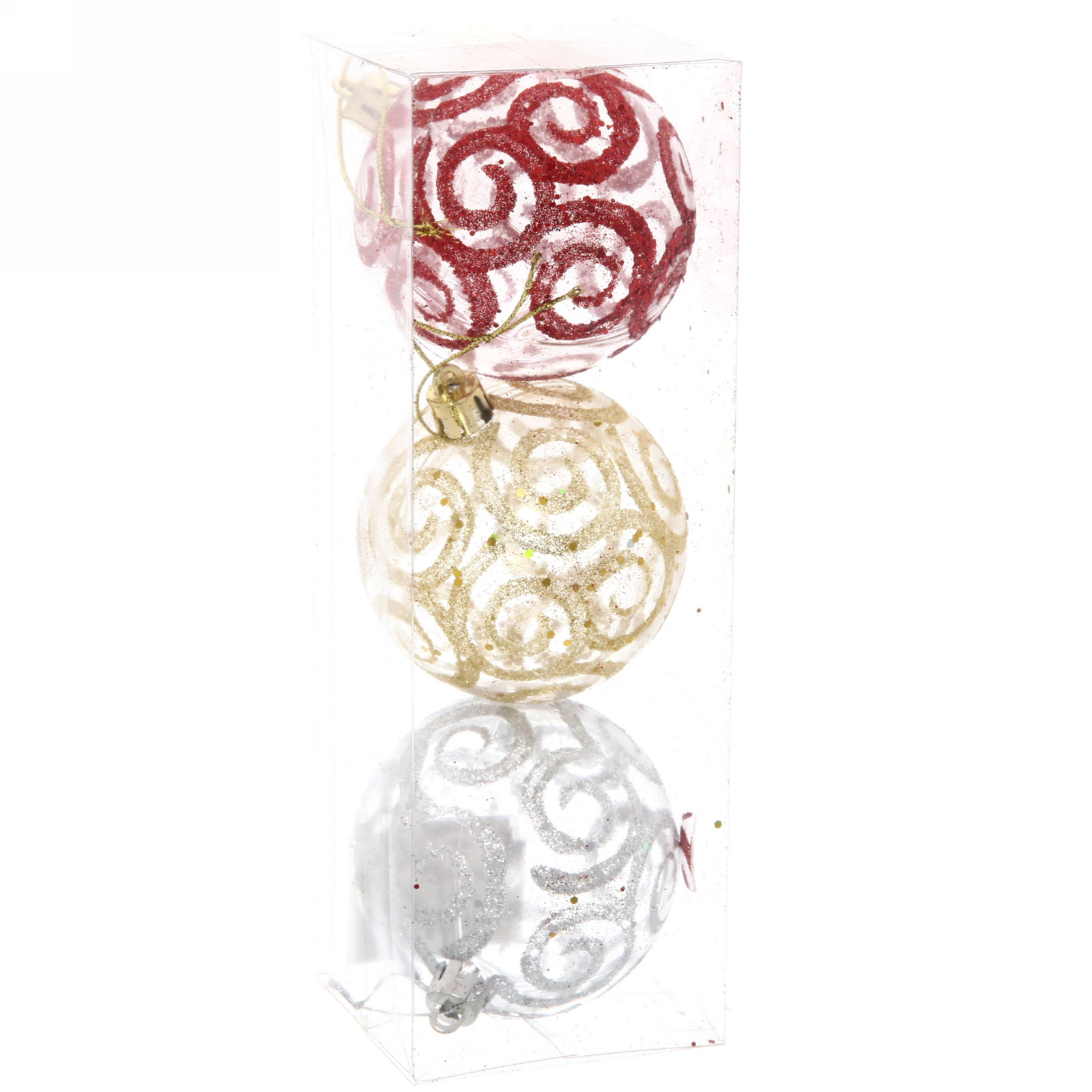 Новогодние шары 7см (набор 3шт) "Зимние узоры", микс