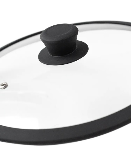 Крышка стеклянная с силиконовым ободом TimA 4826BL, 26 см черная