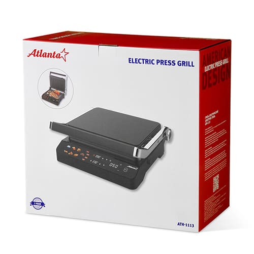 Гриль электрический Atlanta, 2000 В, ATH-1113 (black)