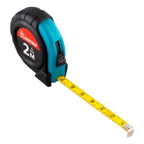Рулетка 2 метра, пластик и резина, промо, Smartbuy tools