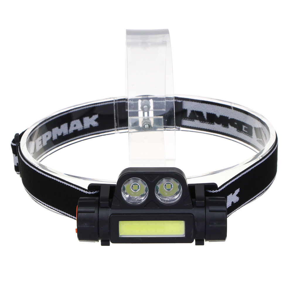 ЕРМАК Фонарь налобный, COB LED, 2 режима, 800мАч, зарядка USB, пластик, 92х35х45 мм