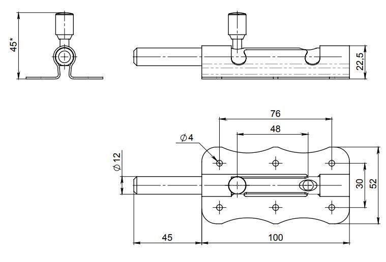 Засов Симеко ЗЩ 061 цинк 100 мм (50)